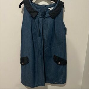 Little Marc Jacobs Blue Denim Shift Dress with Peter Pan Collar - Size 10